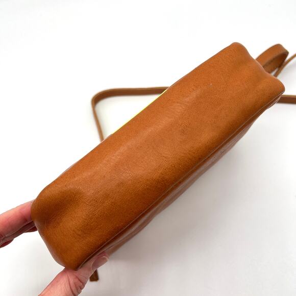CLARE V Midi Sac Tan Nappetto Stripe Leather Crossbody Bag Women Neon Yellow NEW - Picture 8 of 16